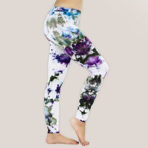 Amethyst Ice Dye Yoga Leggings Tie Dye White + Purple Cotton Pants Akasha Sun
